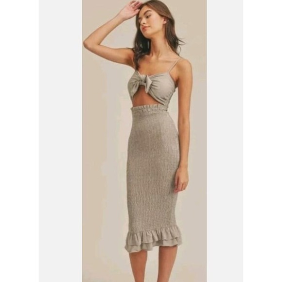 Anthropologie Dresses & Skirts - Mable Anthropologie Front Tie Gingham Smocked Mermaid Dress Cottagecore Beachy